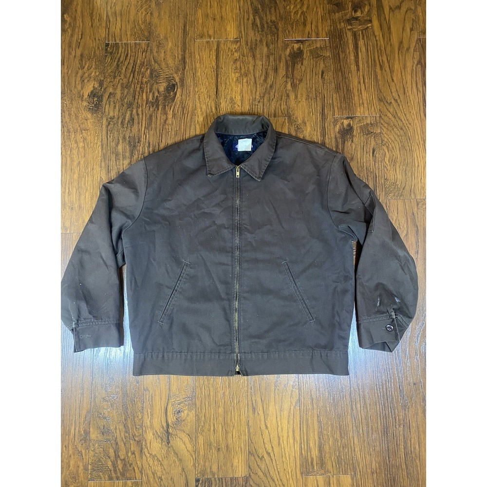 VTG Dickies Brown Full Zip Long Sleeve Quilt Lined WorkWear Jacket Men's Lrg 90s